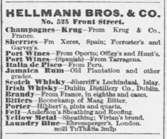 Hellmann Bros. & Co. No 525 Front Street